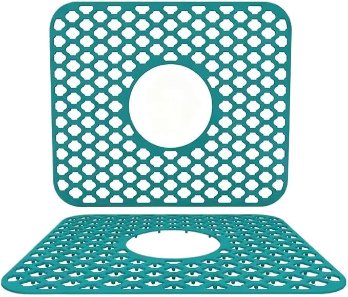 SEEK RARE Kitchen Sink Mat 13.6 x 11.6in Silicone Sink Mat Non Slip Sink Protector for Farmhouse Kitchen Green