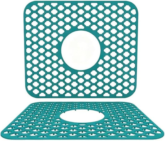 SEEK RARE Kitchen Sink Mat 13.6 x 11.6in Silicone Sink Mat Non Slip Sink Protector for Farmhouse Kitchen Green