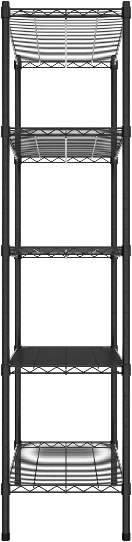 Commercial NSF Listed Black Epoxy Stationary Wire Shelving Kit 18" x 36" x 74", with 5 Shelves Perfect for Warehouse, Walk-in Refrigerator, Freezer, Grocery Store, Restaurant, Dishroom