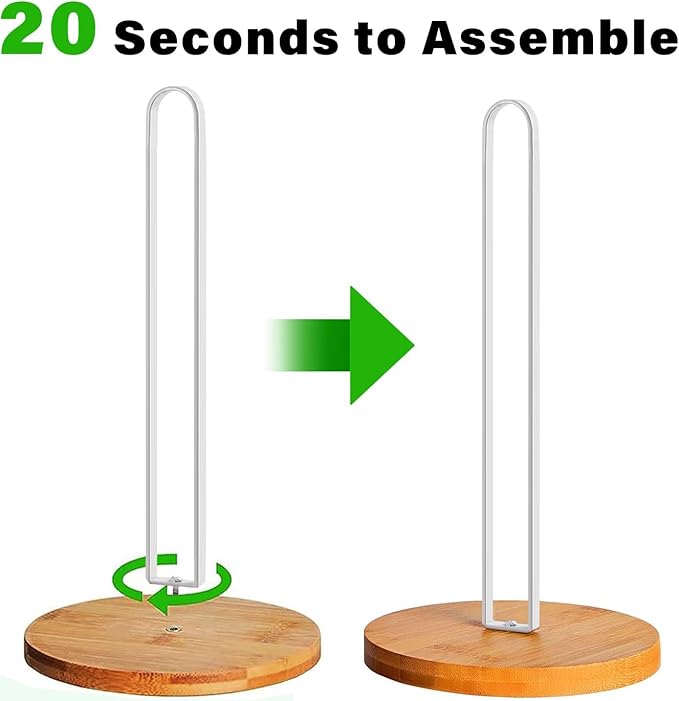 TONLEA Wooden Paper Towel Holder Countertop, Kitchen-Towel-Holder FreeStanding with Non-Slip Base for Bathroom