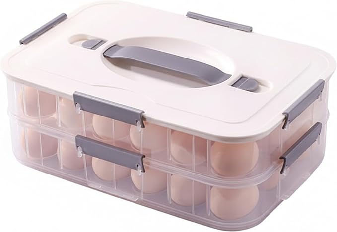 Ngbbby Deviled Egg Carrier with Lid, 2-Layer Plastic Stackable Trays, Clear Deviled Egg Tray 36 Holder for Fridge