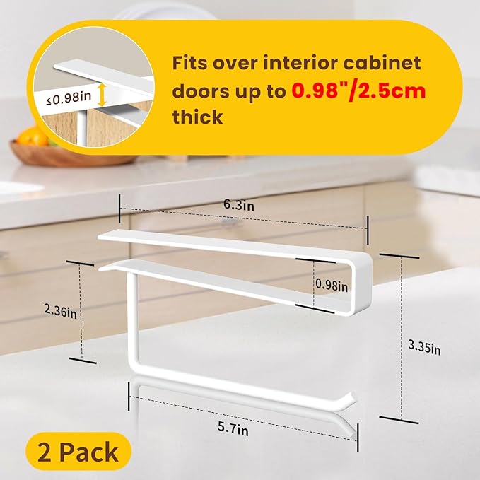 2 Pack Tumbler Lid Organizer, Under Cabinet Cup Lid Holder for Yeti Insulated Mug/Stanley Insulated Mug/Simple Modern Insulated Mug Lid, No Gluing, No Drilling, Up to 10 Lids (White)