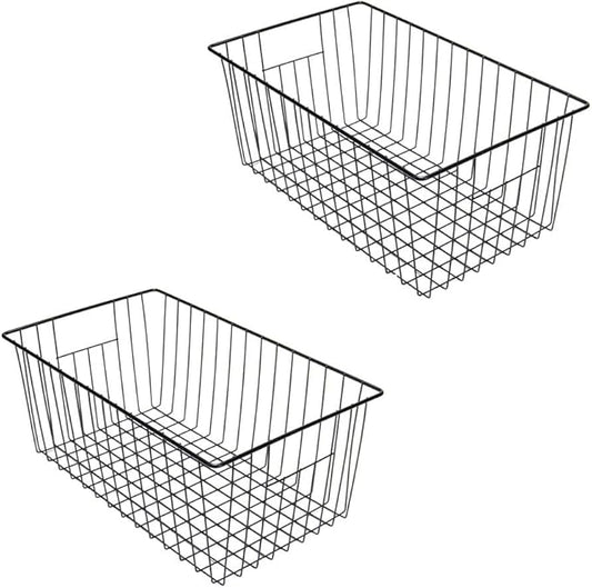 Y.Z.Bros 16inch Freezer Wire Storage Organizer Baskets, Household Refrigerator Bin with Built-in Handles for Cabinet, Pantry, Closet