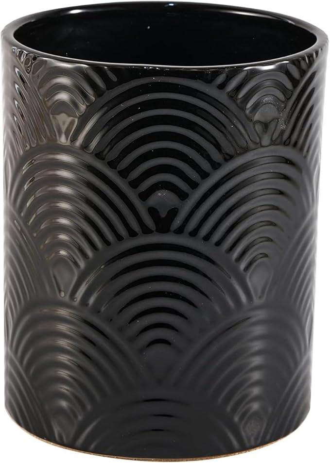 Ceramic Utensils Holder，Extra Large Stable Ceramic Cooking Tool Organizer Set for Kitchen，For Countertop ,Black