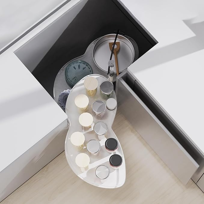 Gdrasuya10 Swing Left Blind Corner Cabinet Pull Out Organizer, 2 Tier Corner Deep Cabinet Pull Out Organizer 2 Shelf Slide Out Cabinet kitchen Organizer Lazy Susan Organizer (Left Out)
