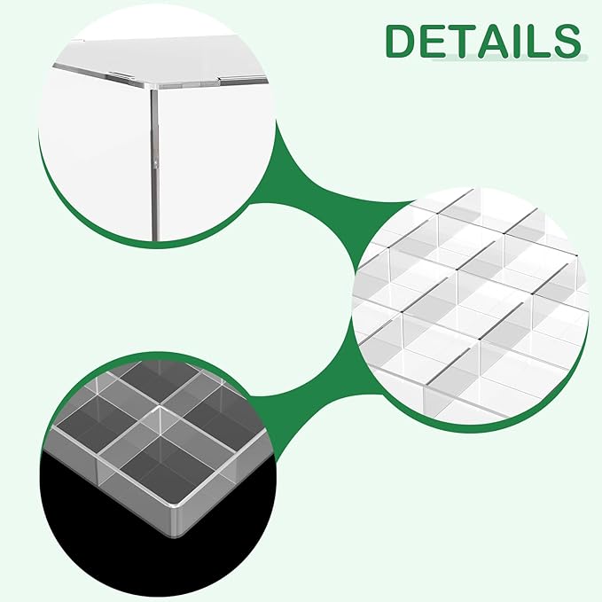 4 PCS Stackable 16 Grids Jewelry Organizer Tray, Clear Earring Display Stand Ring Storage Tray Plastic Drawer Organizer for Makeup, Accessories, Desk, Vanity