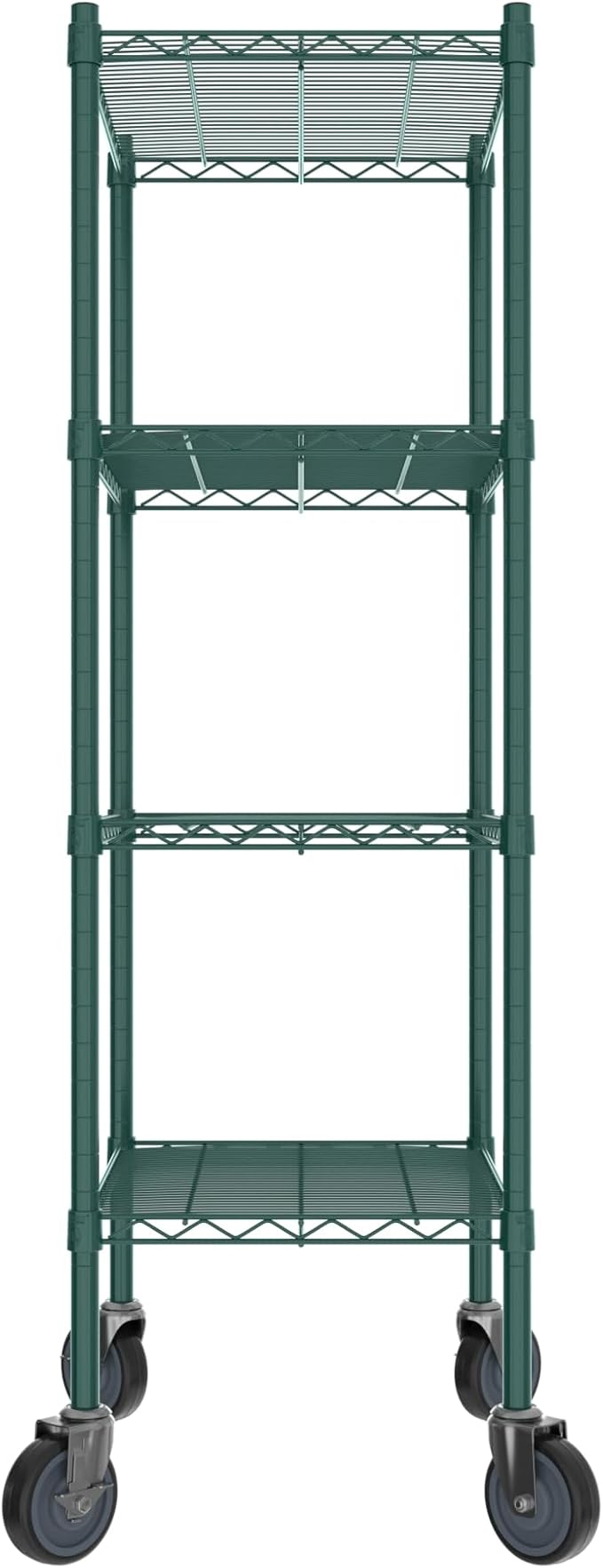 Commercial NSF Listed Green Epoxy Mobile Wire Shelving Kit 18" x 24" x 60", with 4 Shelves Perfect for Warehouse, Walk-in Refrigerator, Freezer, Grocery Store, Restaurant, Dishroom