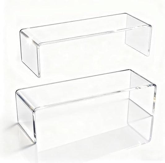 2-Pack Acrylic Medicine Cabinet Organizer, Clear Bathroom Shelves with 2 Non-Slip Pads for Vanity & RV Storage (1 x 11.4x3x3.7in+1 x 11.4x3x5.1in)