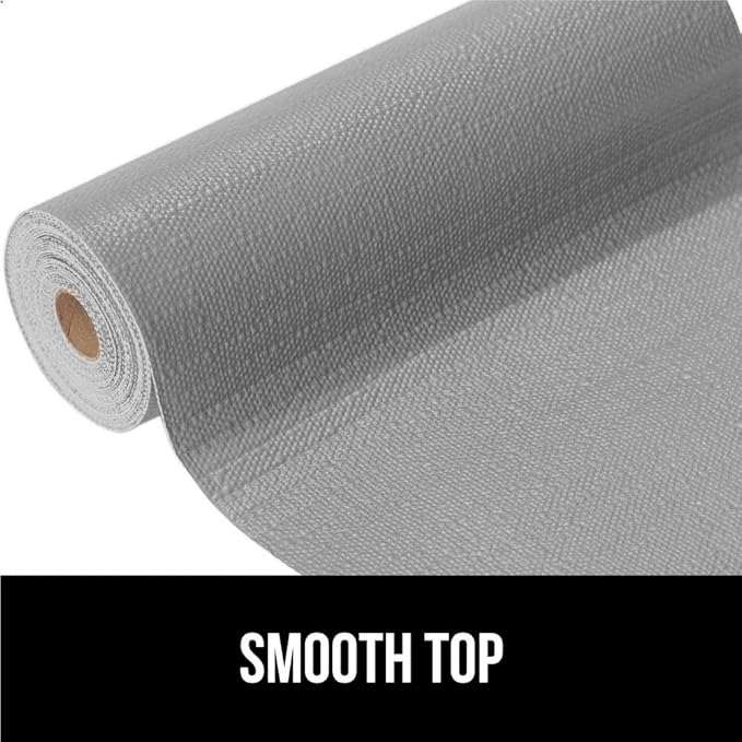 GORILLA GRIP DripGuard Shelf Liner, Non Adhesive Drawer and Kitchen Cabinet Protector, Slip Resistant BPA Free Smooth Surface Plastic Liners for Cabinets, Bathrooms, Closets, 12x120 Inch, Light Gray