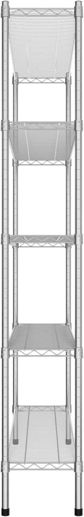 Commercial NSF Listed Chrome Stationary Wire Shelving Kit 12" x 54" x 74", with 5 Shelves Perfect for Warehouse, Walk-in Refrigerator, Freezer, Grocery Store, Restaurant, Dishroom