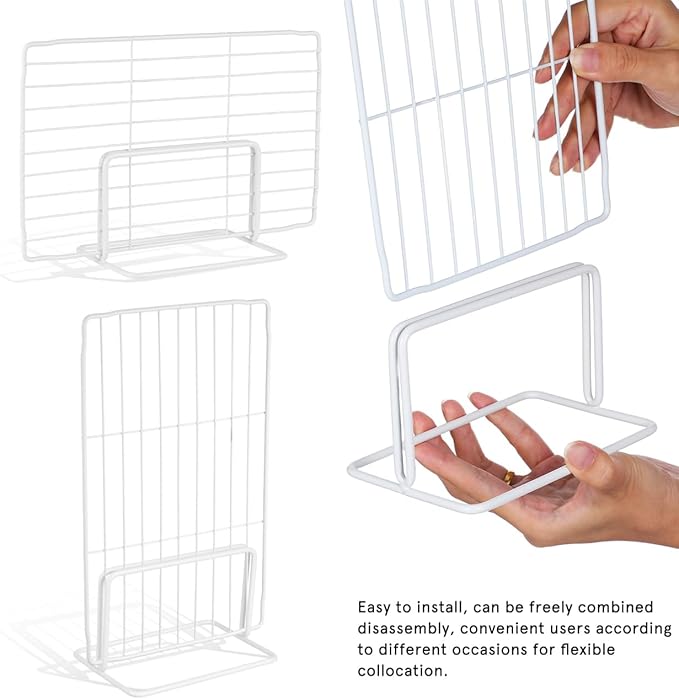 Kichvoe 2Pcs Adjustable Freezer Divider, Expandable Wire Shelf Organizer for Chest Freezer, Refrigerator, Supermarket - Width Can Be Extended to 32-34CM/height 29CM, White