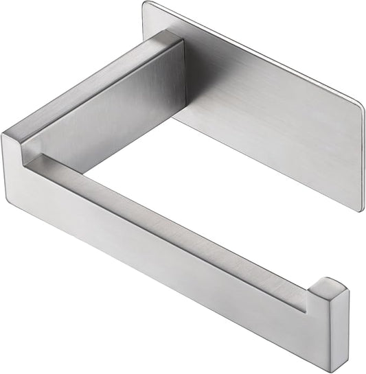 LANC Self-Adhesive Toilet Paper Holder, Brushed Nickel Toilet Paper Rack Wall Mounted for Bathroom Washroom, Stick On Toilet Roll Holder with Drill Free Rustproof Stainless Steel, A8307BN