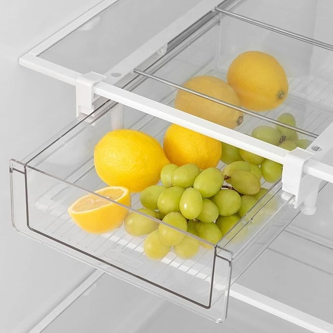 BIINONE Fridge Organizer Drawer, Clear Plastic Fridge Organizer Bins