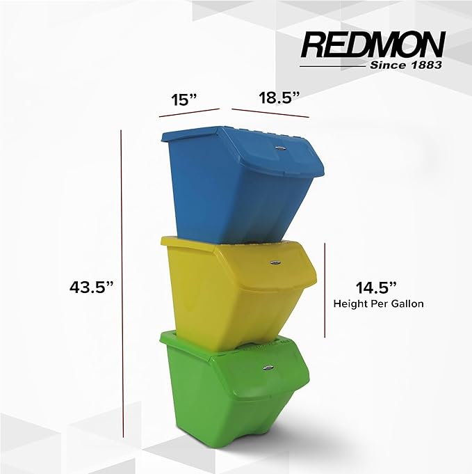 Redmon Since 1883 10 Gallon Stackable Shutter 3 PC Set Bins (7319)