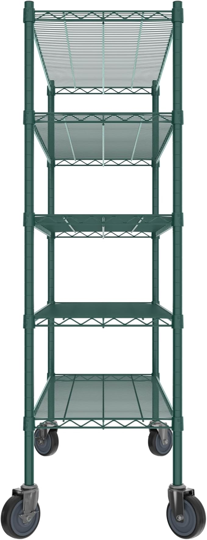 Commercial NSF Listed Green Epoxy Mobile Wire Shelving Kit 18" x 48" x 60", with 5 Shelves Perfect for Warehouse, Walk-in Refrigerator, Freezer, Grocery Store, Restaurant, Dishroom