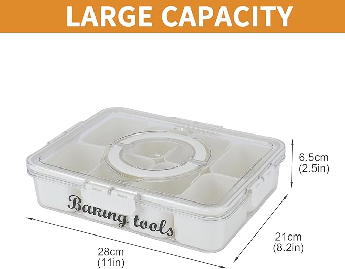 Cookie Cutter Tool Storage Box,Cake Decorating Supplies Accessories Bins,Cookie Cutter Storage with Mold,Transparent Dustproof Lid,Biscuits Cutters Organizer Storage with 8 Compartment