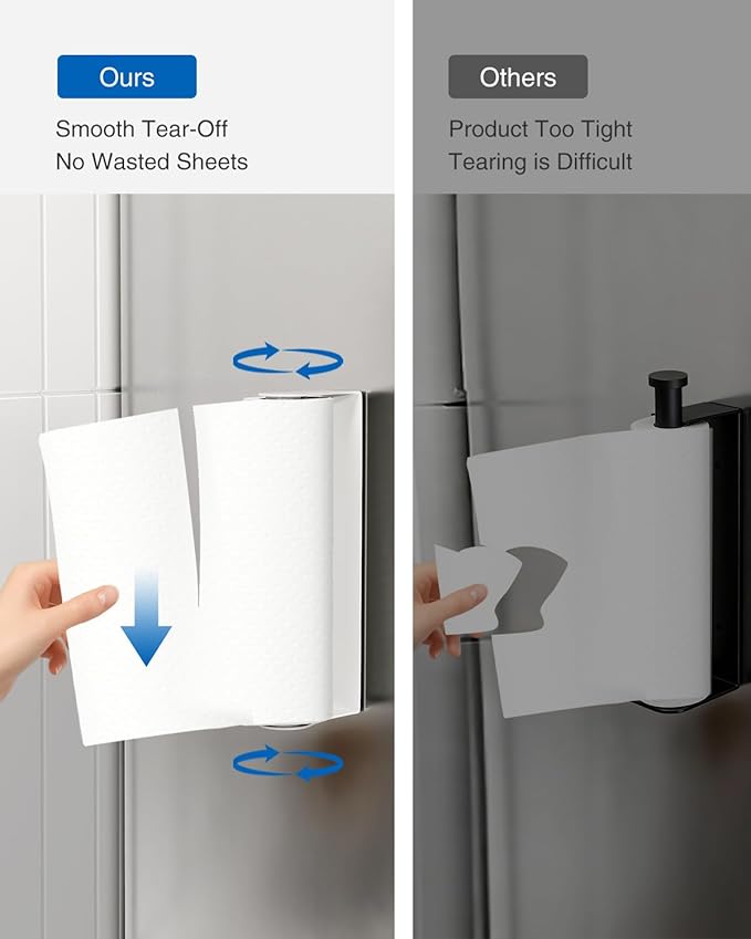 Magnetic Paper Towel Holder for Fridge, No Drilling, Strong Magnet, White, Paper Towel Holder Magnetic for Refrigerator, Rv, Grill, Kitchen Decor and Accessories
