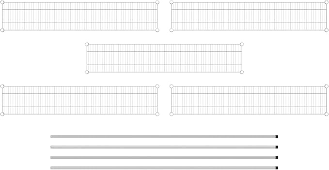 Commercial NSF Listed Chrome Stationary Wire Shelving Kit 12" x 60" x 86", with 5 Shelves Perfect for Warehouse, Walk-in Refrigerator, Freezer, Grocery Store, Restaurant, Dishroom