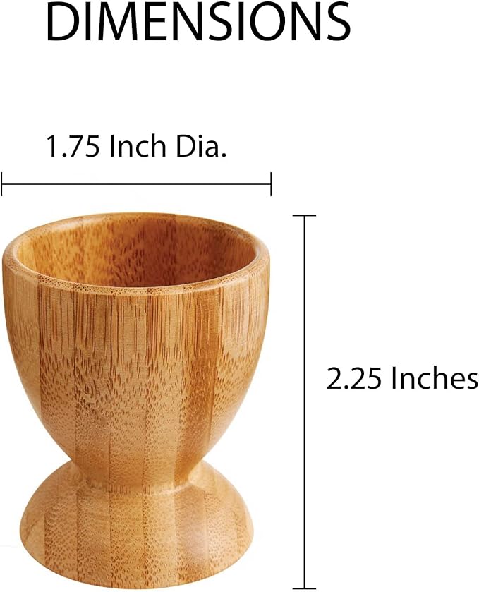 HIC Kitchen Egg Cup Holders, Natural Bamboo, For Soft Boiled and Hard Boiled Eggs, Set of 2