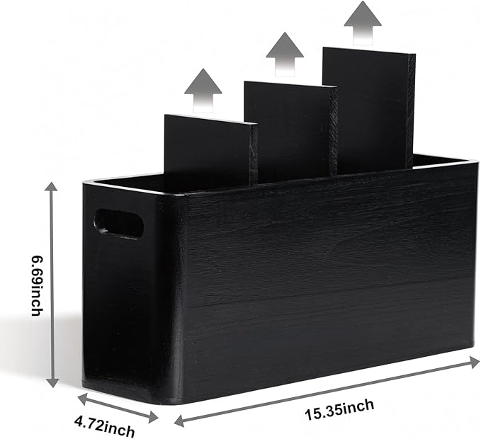 Extra Large Farmhouse Utensil Holder for Kitchen Counter, Large Wooden Utensil Holder with 4 Compartments, Black