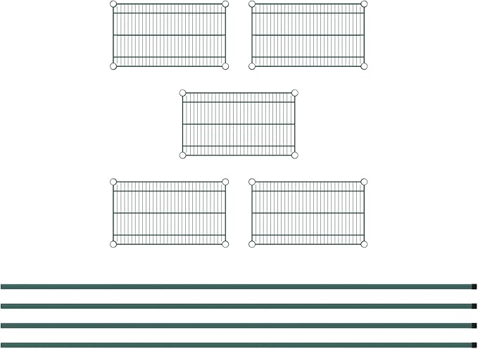 Commercial NSF Listed Green Epoxy Stationary Wire Shelving Kit 14" x 24" x 96", with 5 Shelves Perfect for Warehouse, Walk-in Refrigerator, Freezer, Grocery Store, Restaurant, Dishroom