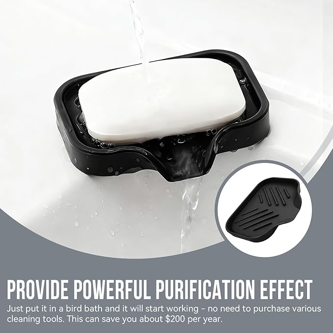 Sponge Holder with Drain Spout, 4.7" x 3.6" Bathroom and Kitchen Sink Organizer, Dish Soap Tray for Sponges, Scrubbers, Dispensers, Dish Brushes, Spoons & Other Sink Items, Dishwasher Safe (Black)