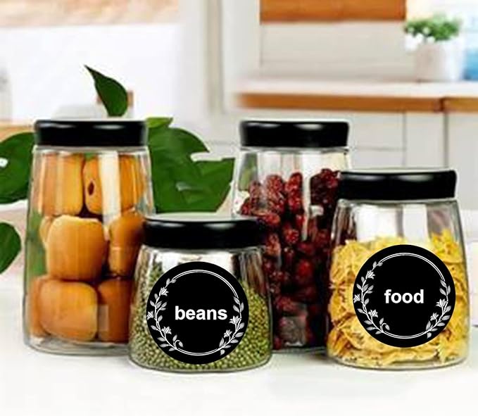 Pop Resin 250 pcs 2 inch Round Chalkboard Stickers Kitchen Pantry Labels Black Garland Board Labels Spice Jars Labels for Canning,Bins,Containers,Mason Jars Waterproof Chalkboard Kitchen Labels