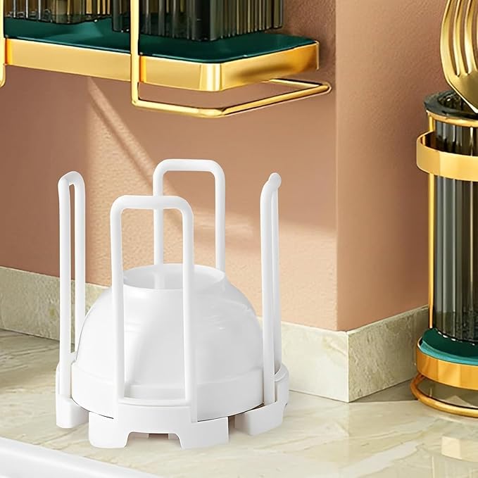 Retractable Dish Oganizer,Simplicity ABS and PP Material RV Dish Storage Bowl Holder,White Bowl Organizer for Kitchen Cabinets Chopsticks Storage Rack