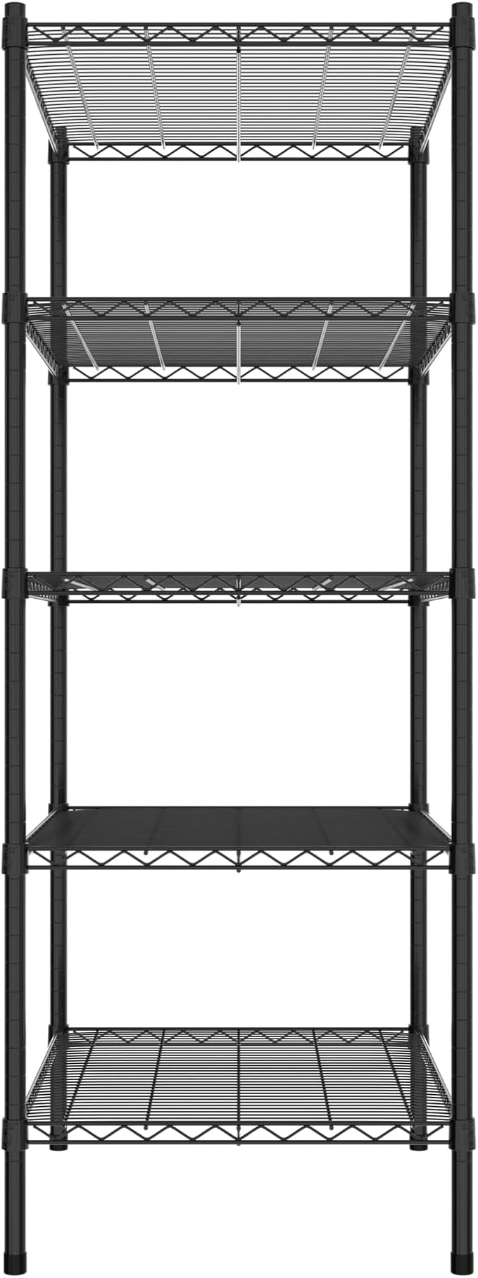 Commercial NSF Listed Black Epoxy Stationary Wire Shelving Kit 24" x 30" x 64", with 5 Shelves Perfect for Warehouse, Walk-in Refrigerator, Freezer, Grocery Store, Restaurant, Dishroom