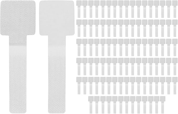 M METERXITY 100-Pack Hook and Loop Cable Ties, 3.5 x 1.1 Inch Adjustable Self-Adhesive Cord Organizer for Desk/Home/Wall/Office Essentials, Cable Management Under Desk [White]