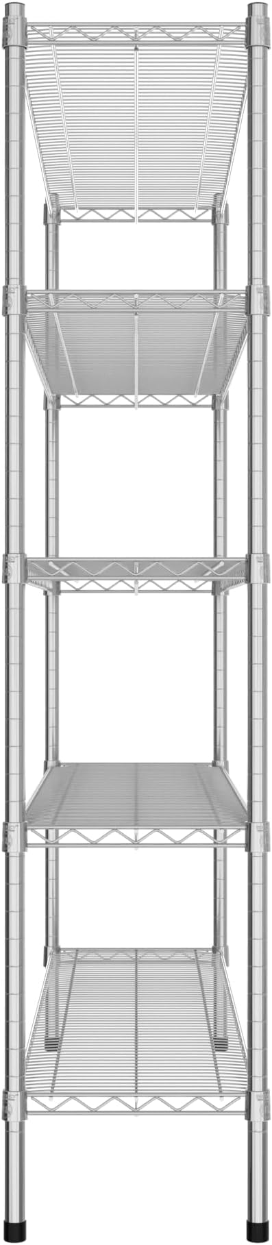 Commercial NSF Listed Chrome Stationary Wire Shelving Kit 14" x 54" x 64", with 5 Shelves Perfect for Warehouse, Walk-in Refrigerator, Freezer, Grocery Store, Restaurant, Dishroom