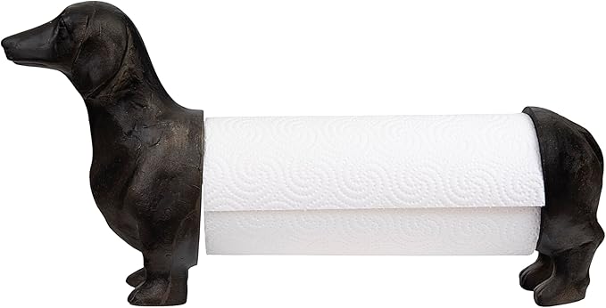 Creative Co-Op Antiqued Bronze Dachshund Dog Paper Towel Holder