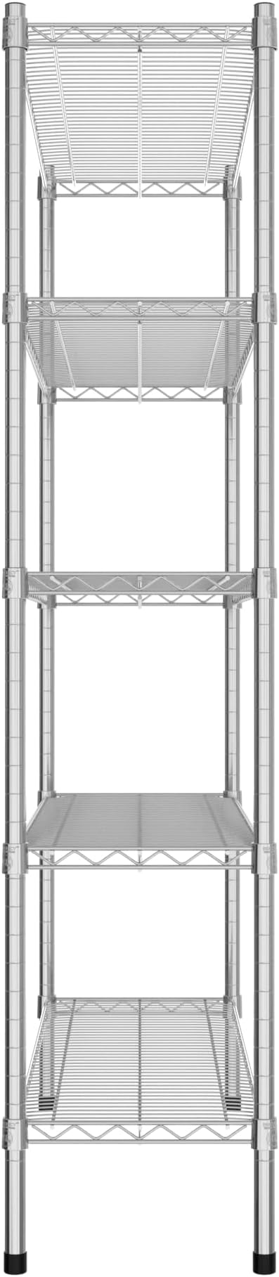 Commercial NSF Listed Chrome Stationary Wire Shelving Kit 14" x 42" x 64", with 5 Shelves Perfect for Warehouse, Walk-in Refrigerator, Freezer, Grocery Store, Restaurant, Dishroom