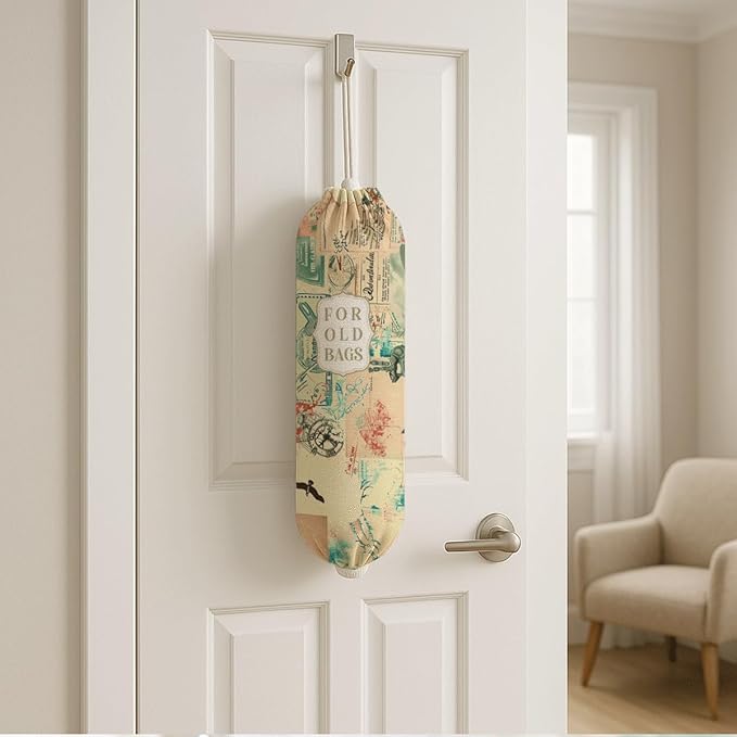 Vintage Plastic Bag Holder, For Old Bags Plastic Bag Holder, Sack Holders for Plastics Bags Groceries Store, Reusable Trash Sack Storage Dispenser, Kitchen Gifts to Women Family Friends