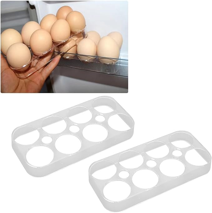 2PCS 8 Grids Egg Holder for Fridge, Clear Egg Container Refrigerator Organizers and Storage Independent Slots for Kitchen Cabinet Refrigerator