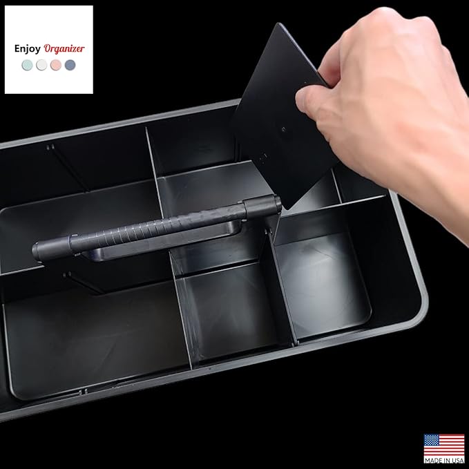 Enjoy Organizer - 5 Extra Large Portable Carry Caddy, Black, Carrier for Cleaning Supplies, Tools, All-Purpose Carry Caddy Made In USA