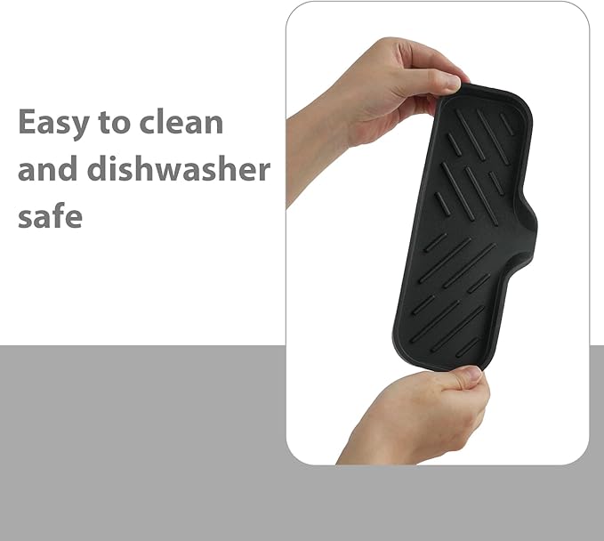 Silicone Soap Dish, 2Pcs Sponge Holder with Drain Spout, Kitchen Sink Organizer, Bath Tray Caddy Soap Tray for Kitchen Counter Bathroom Dish Scrubber(Black)