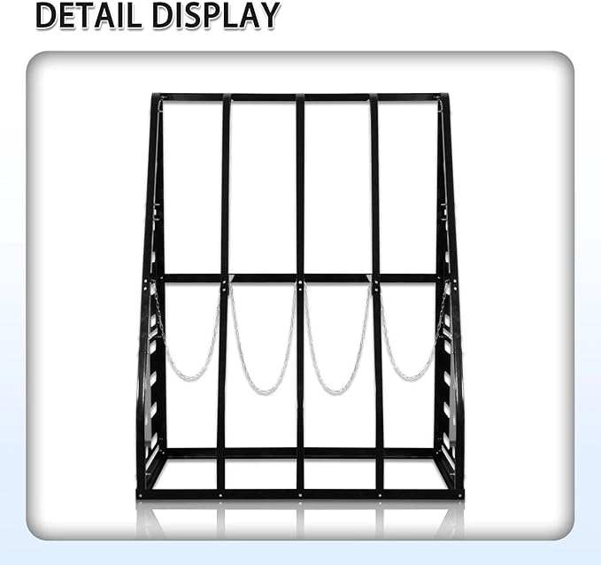 Steel Vertical Long Parts Storage Rack, Lumber Storage 1500 LBS Capacity, Heavy Duty Standing Bar Rack With Safety Chain For Garage Workshop Factory, 4 Bays, Black,
