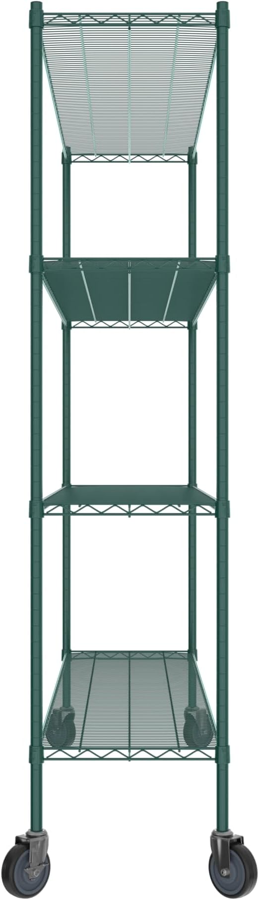 Commercial NSF Listed Green Epoxy Mobile Wire Shelving Kit 18" x 72" x 80", with 4 Shelves Perfect for Warehouse, Walk-in Refrigerator, Freezer, Grocery Store, Restaurant, Dishroom