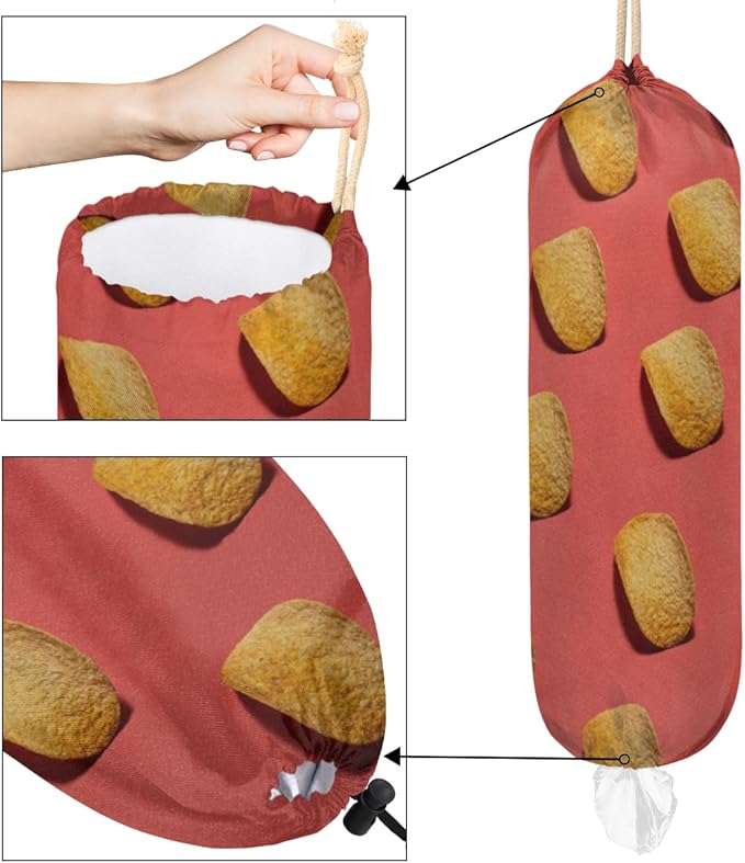 Potato Chips Plastic Bag Holder Wall Mount Plastic Bag Organizer Large Grocery Bag Storage Dispenser Reusable Shopping Bags Carrier for Home Kitchen Travelling