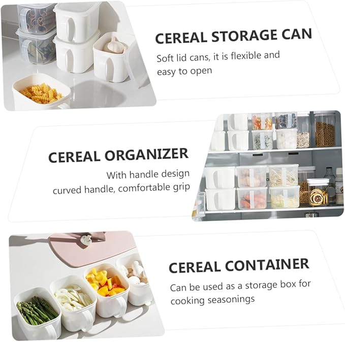 2pcs Large White Plastic Food Storage Containers with Handle and Label, Airtight Dry Food and Cereal Canisters for Refrigerator Organization