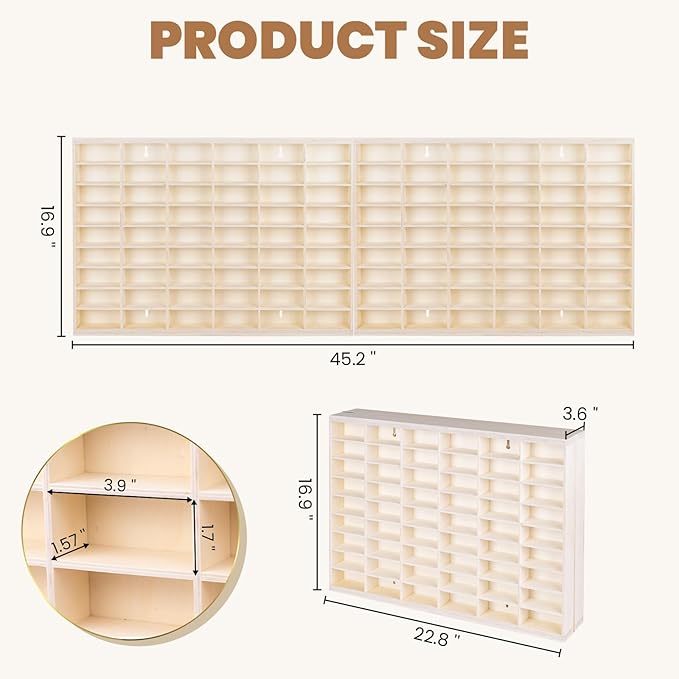 1:64 Model Car Wooden Display Case,108 Grids,Storage Display Shelf,for 1/64 Scale Toy Cars,Wall Mount ,Model car Display Organizer,Collapsible Toy Car Storage(Only One Case)