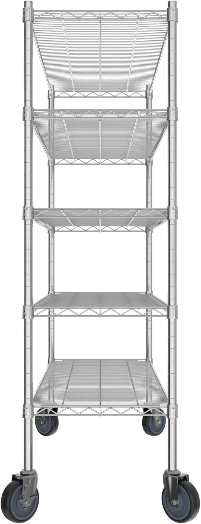 Commercial NSF Listed Chrome Mobile Wire Shelving Kit 18" x 54" x 60", with 5 Shelves Perfect for Warehouse, Walk-in Refrigerator, Freezer, Grocery Store, Restaurant, Dishroom