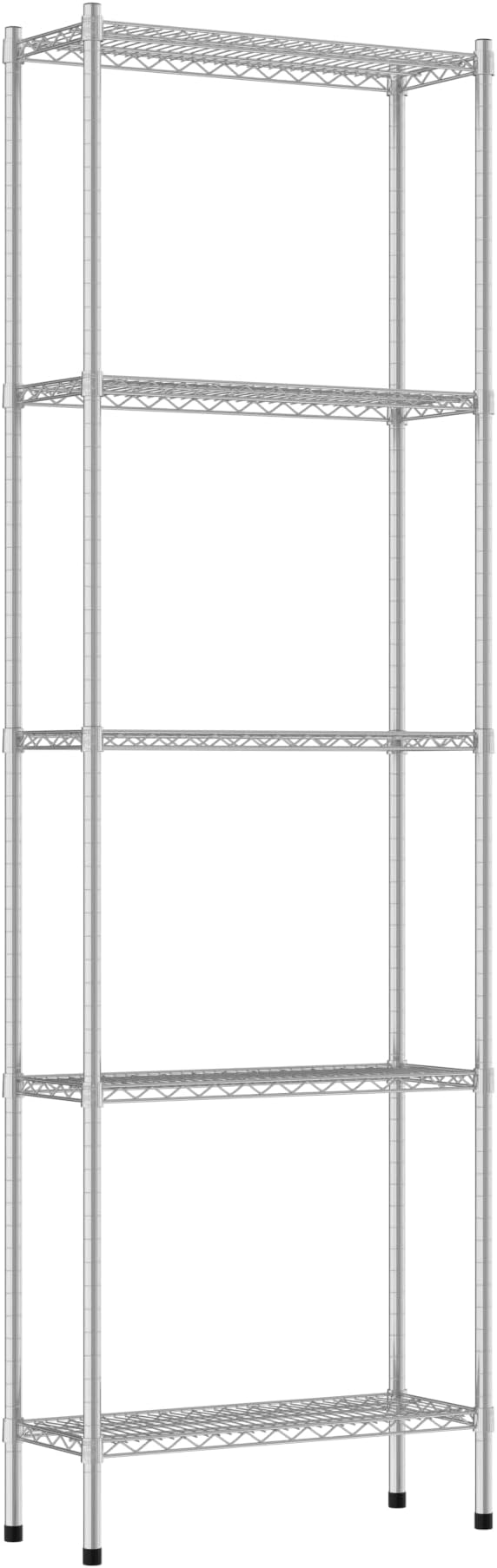 Commercial NSF Listed Chrome Stationary Wire Shelving Kit 12" x 30" x 96", with 5 Shelves Perfect for Warehouse, Walk-in Refrigerator, Freezer, Grocery Store, Restaurant, Dishroom