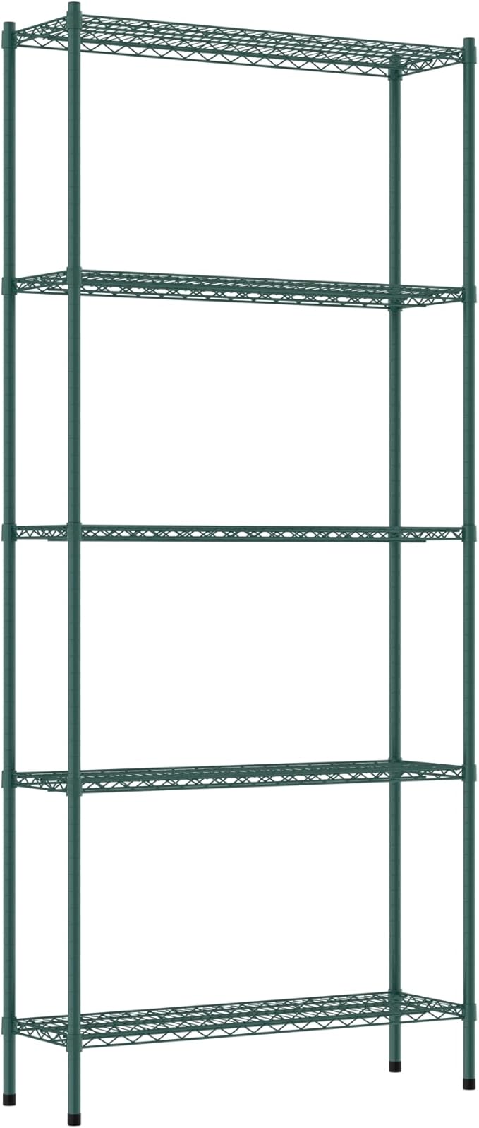 Commercial NSF Listed Green Epoxy Stationary Wire Shelving Kit 14" x 42" x 96", with 5 Shelves Perfect for Warehouse, Walk-in Refrigerator, Freezer, Grocery Store, Restaurant, Dishroom