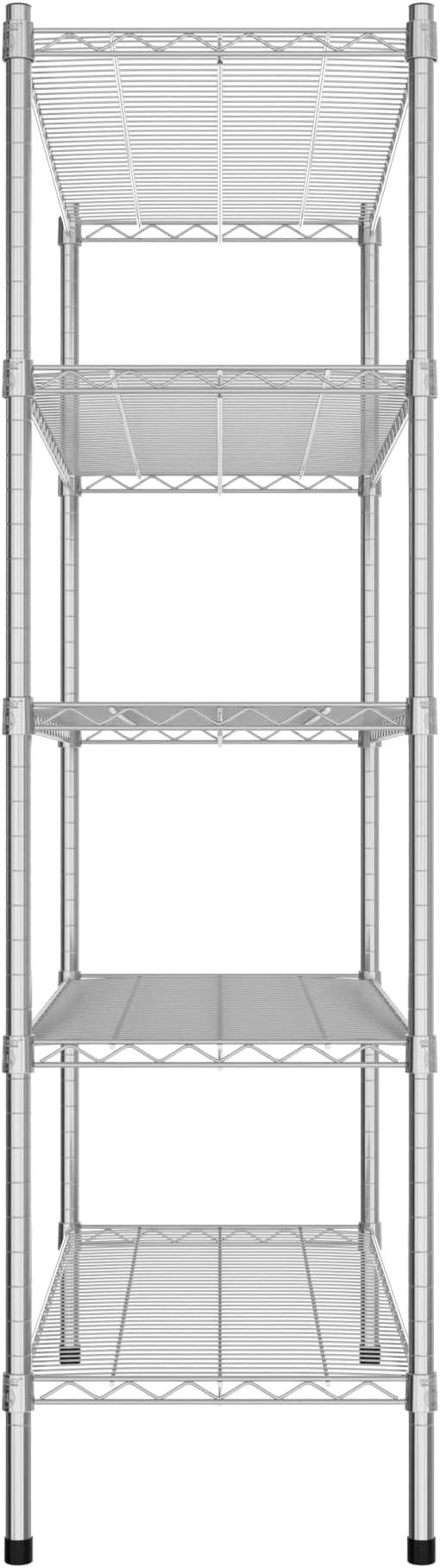 Commercial NSF Listed Chrome Stationary Wire Shelving Kit 18" x 42" x 64", with 5 Shelves Perfect for Warehouse, Walk-in Refrigerator, Freezer, Grocery Store, Restaurant, Dishroom