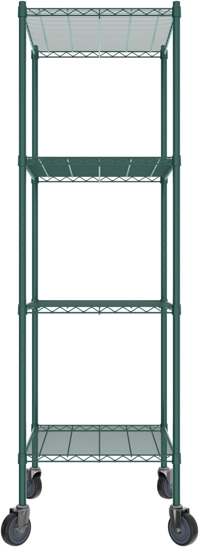 Commercial NSF Listed Green Epoxy Mobile Wire Shelving Kit 24" x 30" x 80", with 4 Shelves Perfect for Warehouse, Walk-in Refrigerator, Freezer, Grocery Store, Restaurant, Dishroom