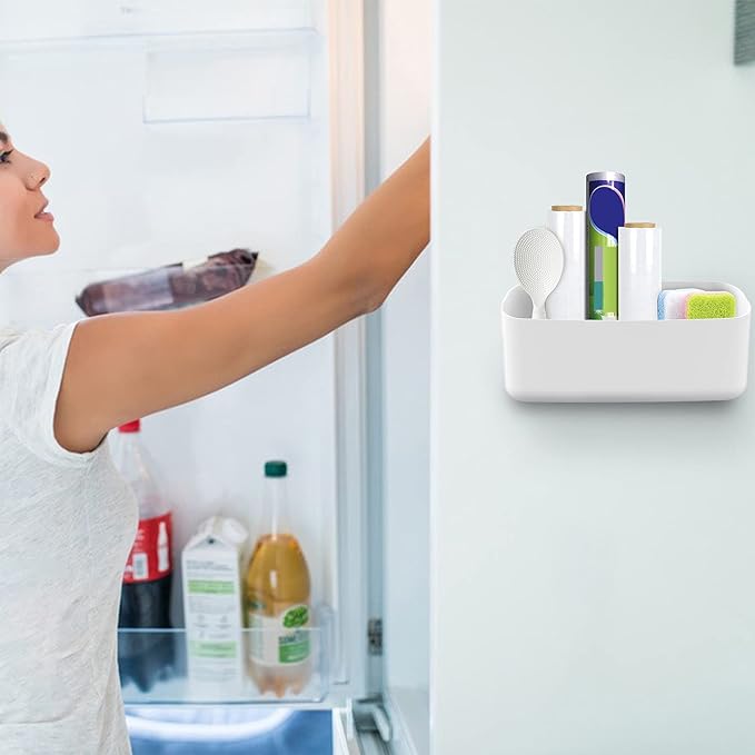 MoKo Magnetic Dry Erase Marker Holder, Widen Magnetic Marker Pen Storage for Whiteboard, Refrigerator, Locker, Laundry Storage Basket Lint Holder Bin for Dryer, Washing Machine, White