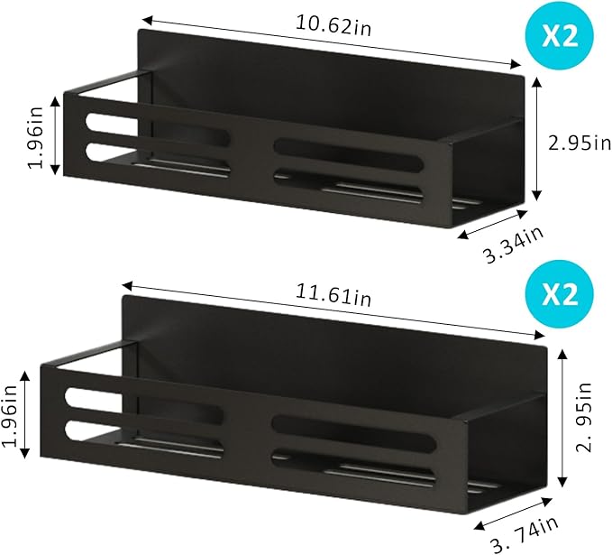 Roysili Magnetic Spice Rack for Refrigerator Magnetic Fridge Shelf for Kitchen Magnetic Shelves for Fridge 4 Pack Black
