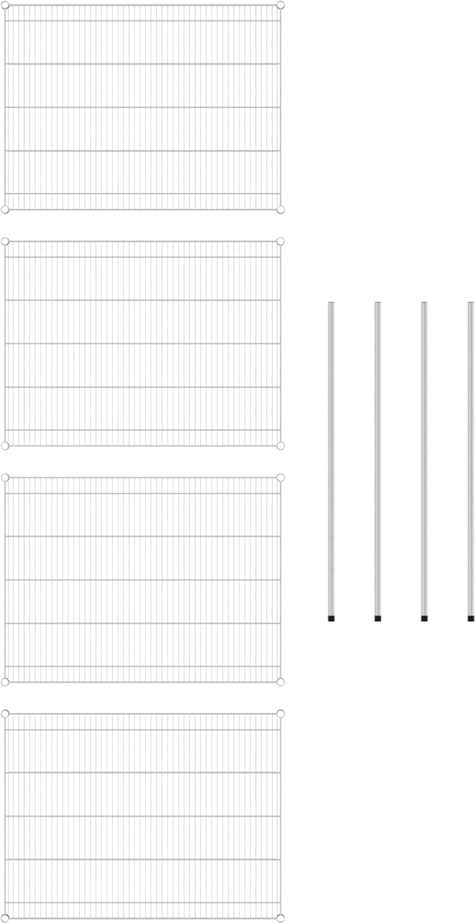 Commercial NSF Listed Chrome Stationary Wire Shelving Kit 36" x 48" x 54", with 4 Shelves Perfect for Warehouse, Walk-in Refrigerator, Freezer, Grocery Store, Restaurant, Dishroom